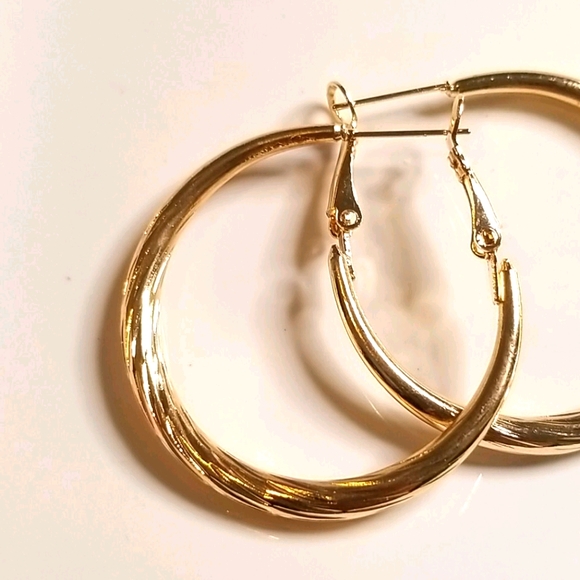 Textured Gold Hoops - Picture 2 of 3